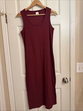 Sleeveless Maxi Tank Dress in Burgundy